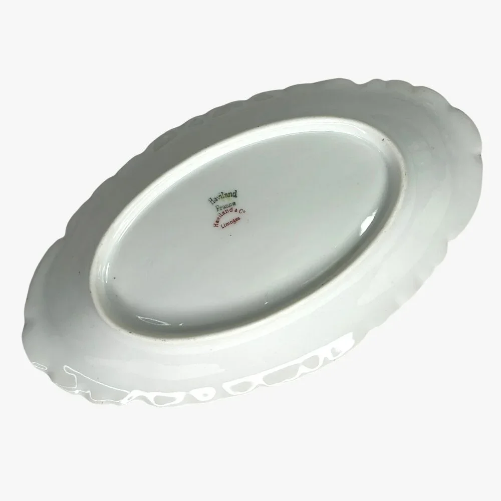 Theodore Haviland Limoges France Floral Oval Serving Platter Set With‎ Gold Trim